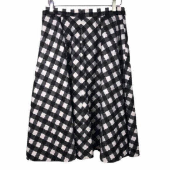NWT Talbots | Black & White A-line Gingham Plaid Midi Skirt Size 10 - Picture 4 of 9